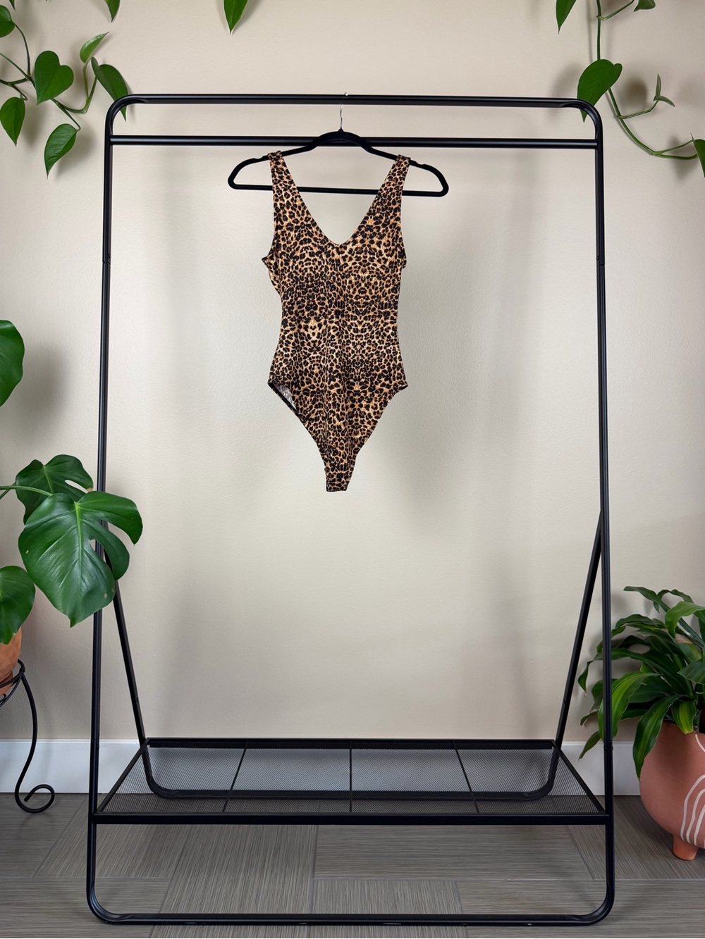 Leopard Print Kids One-Piece Swimsuit - Brown